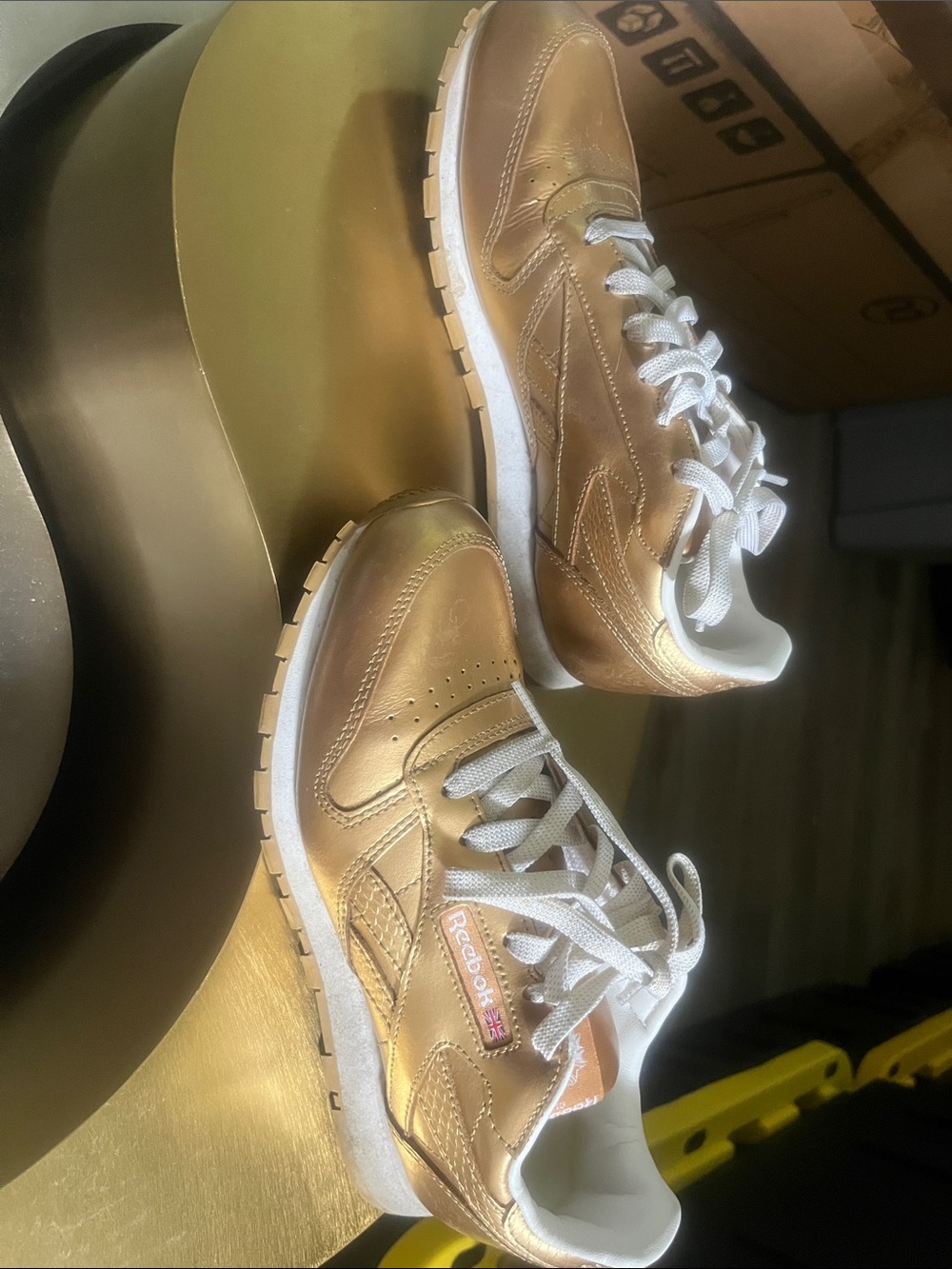 Reebok Women's Metallic Gold Leather Sneakers